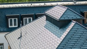 Алюминиевая кровля  Кровельный гонт 01 Коричневый P.10 Prefa
