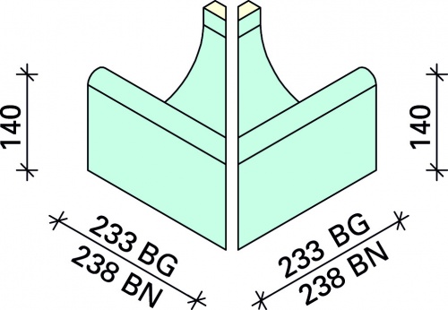 Угол внешний лотка Interbau 238x215x140, арт. 5107